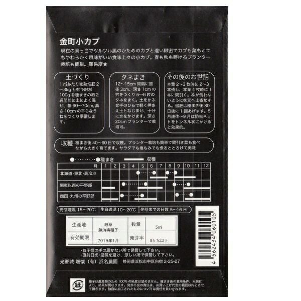 在来種/固定種/伝統野菜の種金町小カブ5ml約1200粒/畑懐〔はふう〕の種【メール便可】