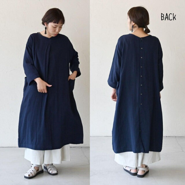 ダブルガーゼ2wayVネックワンピースシサム工房