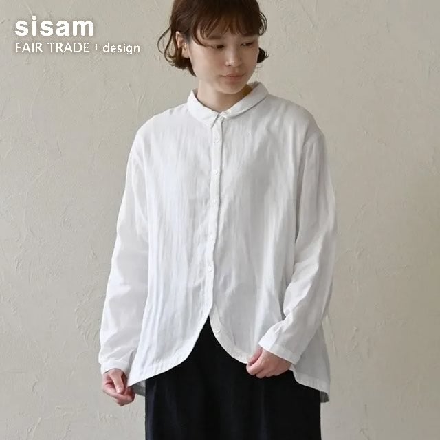 ダブルガーゼスソカーブシャツホワイトシサム工房